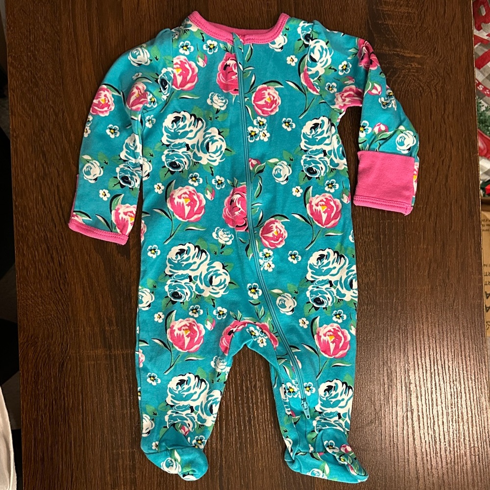 Wonder Nation Floral Footie - Teal and Pink NWOT